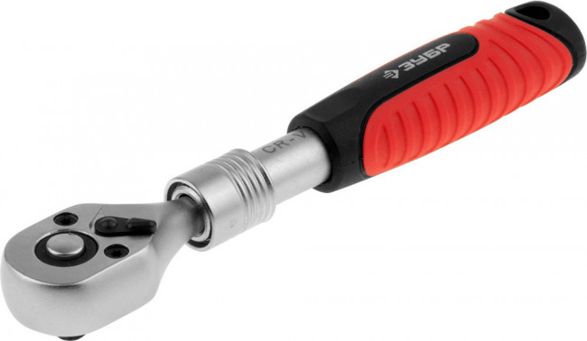 Трещотка для торцовых головок ЗУБР "ЭКСПЕРТ" (1/4"), телескопическая, Cr-V, 72 зубца, хроматированное покрытие, быстрый сброс,  ( 27732-1/4 )