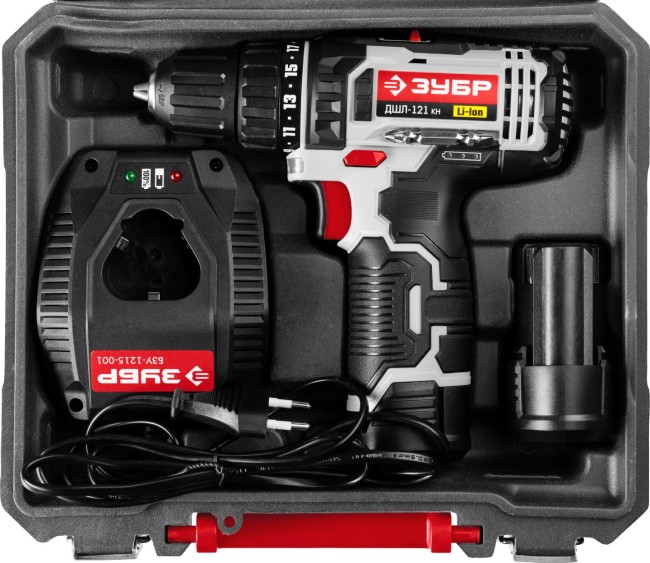 ДШЛ-121 дрель-шуруповерт, 2 АКБ, в кейсе, ЗУБР,  ( ДШЛ-121 КН )