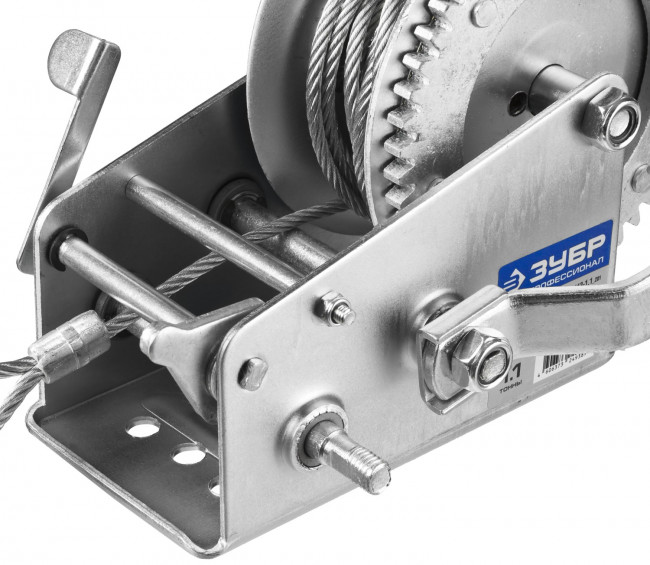 Лебедка ручная барабанная ЗУБР "ПРОФЕССИОНАЛ", тяговая, тросовая, 1,1т, 8м,  ( 43113-1.1_z01 )