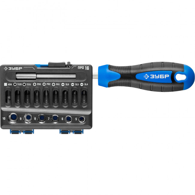 ПРО 16 Набор: Битодержатель с битами и головками, Cr-V сталь, двухкомпонентная рукоятка, в блистере, 16 предметов, ЗУБР Профессионал, ( 25216 ) ПРО 16 Набор: Битодержатель с битами и головками, Cr-V сталь, двухкомпонентная рукоятка, в блистере, 16 предметов, ЗУБР Профессионал, ( 25216 )