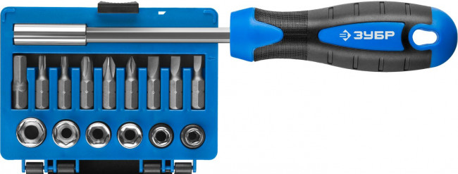 ПРО 16 Набор: Битодержатель с битами и головками, Cr-V сталь, двухкомпонентная рукоятка, в блистере, 16 предметов, ЗУБР Профессионал, ( 25216 ) ПРО 16 Набор: Битодержатель с битами и головками, Cr-V сталь, двухкомпонентная рукоятка, в блистере, 16 предметов, ЗУБР Профессионал, ( 25216 )