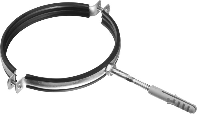 Хомут трубный с гайкой, оцинкованный, в комплекте с сантехнической шпилькой и дюбелем, 6", 1шт, ЗУБР,  ( 37866-159-166 )