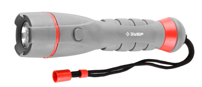 Фонарь ЗУБР "МАСТЕР" ручной, обрезиненный 2-х компонентный корпус, 4 светодиода, 2АА,  ( 56225-4 )