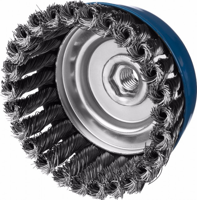 ЗУБР "ПРОФЕССИОНАЛ". Щетка чашечная для УШМ, плетеные пучки стальной проволоки 0,5мм, 120ммхМ14,  ( 35275-120_z02 )