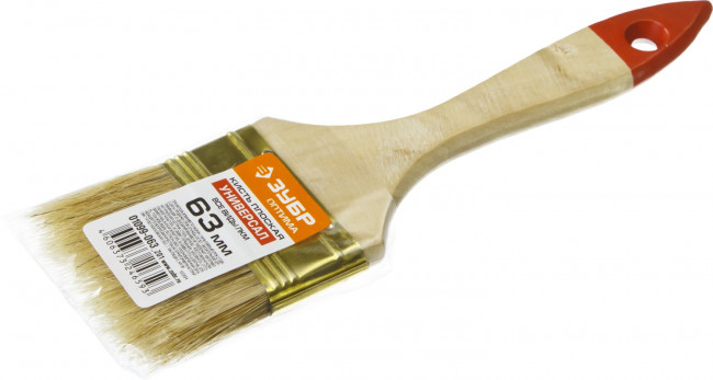 Кисть плоская ЗУБР "УНИВЕРСАЛ-ОПТИМА", светлая щетина, деревянная ручка, 63мм,  ( 01099-063_z01 )