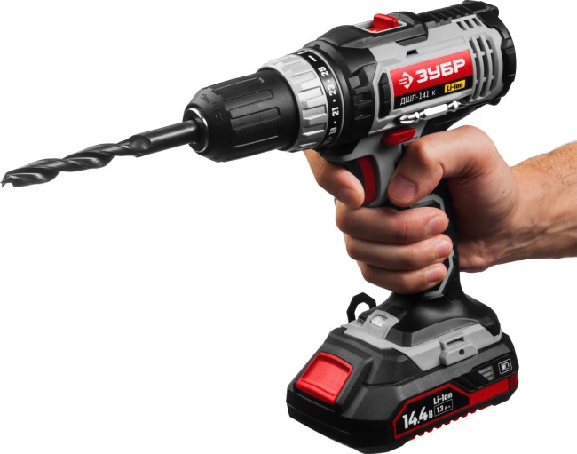 ДШЛ-141 дрель-шуруповерт в кейсе, ЗУБР,  ( ДШЛ-141 К )