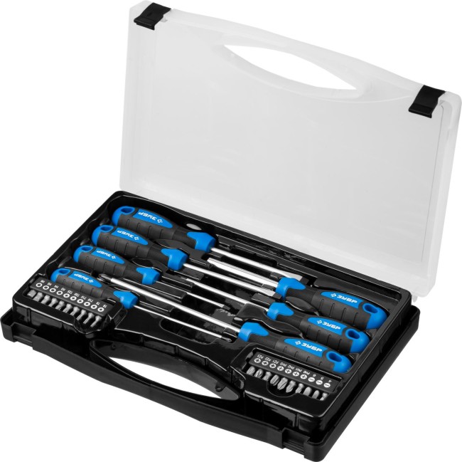 Набор: Отвертки профессиональные, Cr-Mo сталь, магнитный наконечник, в коробке, 27 предметов, ЗУБР "ПРОФЕССИОНАЛ", ( 25240 )