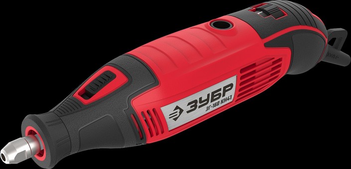 Гравер электрический, ЗУБР ЗГ-160 КН41, 220В, 160 Вт, 3.2 мм, 15000-35000 об/мин, набор насадок, цанг и державок, гибкий вал, штатив, 41 предмет, кейс ( ЗГ-160 КН41 )