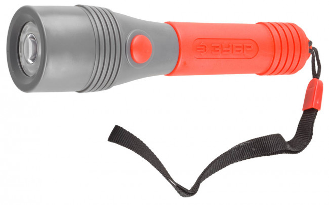 Фонарь ЗУБР "МАСТЕР" ручной, пластмассовый, двукомпонентная ручка, 1 светодиод, 2АА,  ( 56230 )