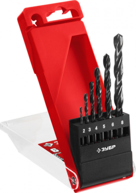 Набор сверл по металлу 6 шт (d=2-8 мм), быстрорежущая сталь, класс В, ЗУБР 29605-H6, МАСТЕР-6 ( 29605-H6 )