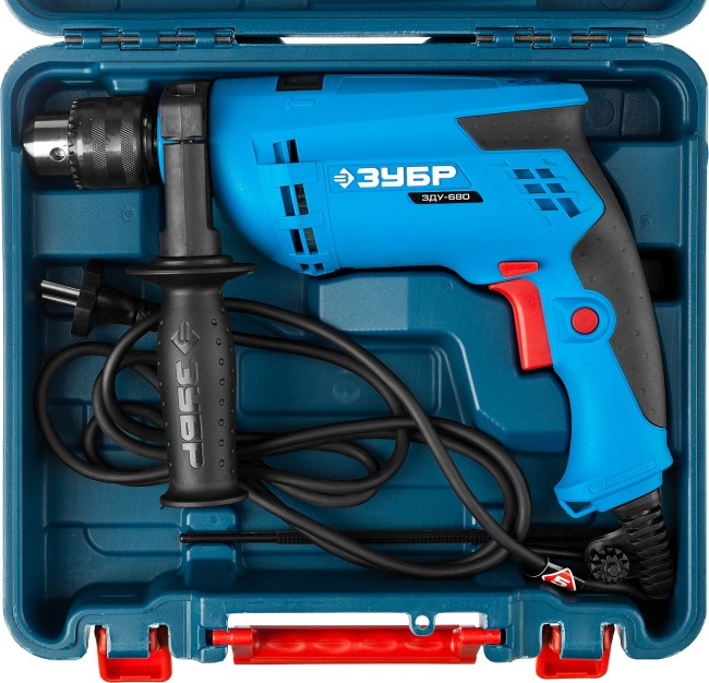 Дрель удар, ЗУБР Профессионал ЗДУ-680 ЭРКМ2, патрон 13мм, реверс, сталь-10мм/бетон-13мм/дерево-20мм, 0-3000 об/мин, 0-48000 уд/мин, 680 Вт, кейс,  ( ЗДУ-680 ЭРКМ2 )