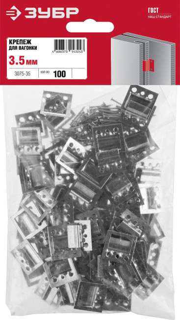 Крепеж для вагонки КЛЯЙМЕР 3.5 мм, 100 шт, ЗУБР,  ( 3075-35 )