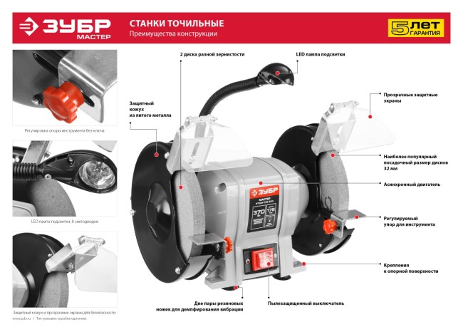 ЗУБР заточной станок, d150 мм,  250 Вт,  ( ЗТШМ-150-250 )