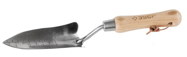 Совок ЗУБР "ЭКСПЕРТ" посадочный из нержавеющей стали, деревянная ручка из ясеня, 150х65х335мм,  ( 4-39465_z01 )