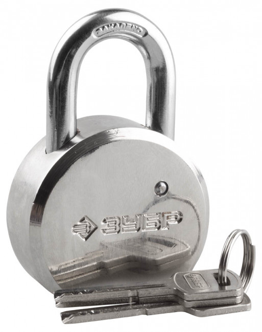 Замок ЗУБР "ЭКСПЕРТ" навесной, стальной корпус, закаленная дужка, 55мм ,  ( 37271-55 )