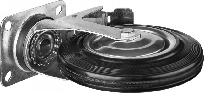 Колесо поворотное d=200 мм, г/п 185 кг, резина/металл, игольчатый подшипник, ЗУБР Профессионал,  ( 30936-200-S )