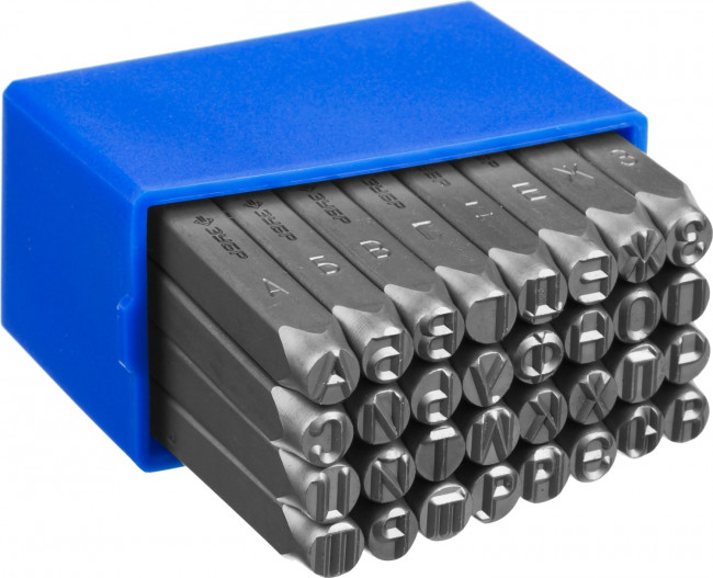 Клейма ЗУБР буквенные кириллица, шрифт 6мм, ( 21503-06_z01 ) Клейма ЗУБР буквенные кириллица, шрифт 6мм, ( 21503-06_z01 )