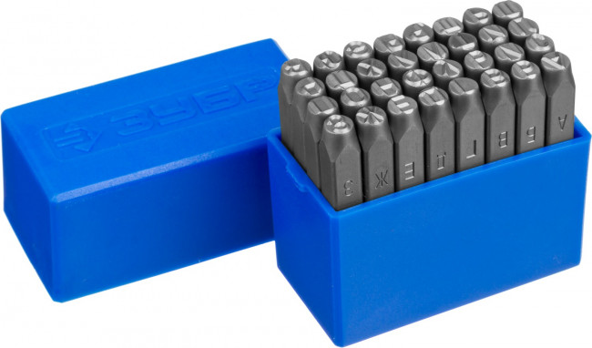 Клейма ЗУБР буквенные кириллица, шрифт 6мм, ( 21503-06_z01 ) Клейма ЗУБР буквенные кириллица, шрифт 6мм, ( 21503-06_z01 )