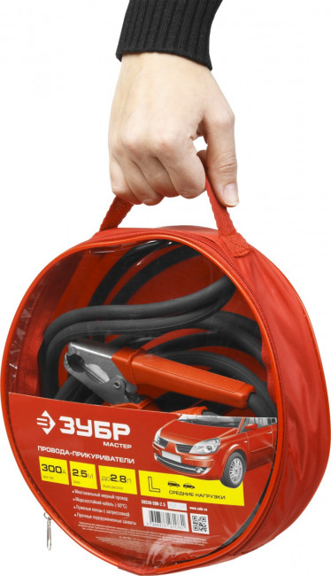 Пусковые провода  300 А, 2.5 м, морозостойкие, в сумке, ЗУБР,  ( 59330-300-2.5 )
