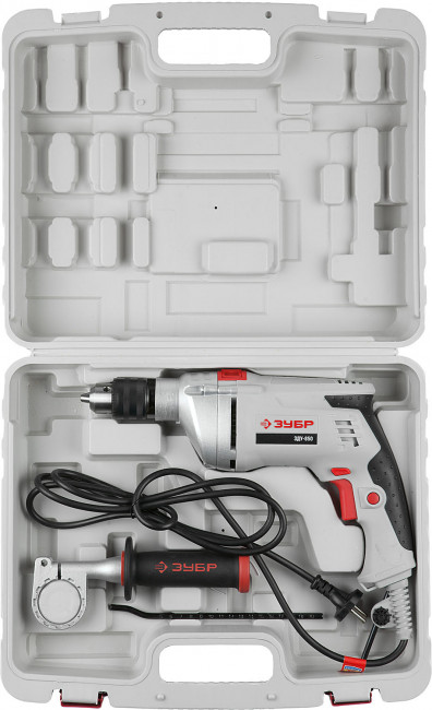 Дрель удар., ЗУБР Профессионал ЗДУ-850 ЭРМКМ2, реверс, мет. корпус редуктора, патрон 13 мм, реверс, 0-2800 об/мин, 0-44800 уд/мин, 850 Вт, кейс,  ( ЗДУ-850 ЭРМКМ2 )