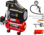 Компрессор воздушный безмасляный с набором аксессуаров, 200 л/мин, 6 л, 1500 Вт, ЗУБР ( КП-200-6 Н6 ) Компрессор воздушный безмасляный с набором аксессуаров, 200 л/мин, 6 л, 1500 Вт, ЗУБР ( КП-200-6 Н6 )