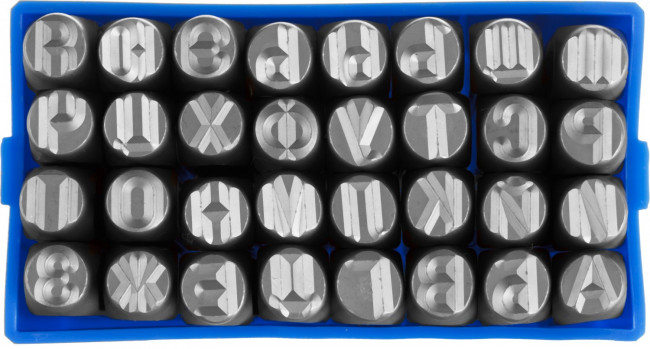 Клейма ЗУБР буквенные кириллица, шрифт 8мм, ( 21503-08_z01 ) Клейма ЗУБР буквенные кириллица, шрифт 8мм, ( 21503-08_z01 )