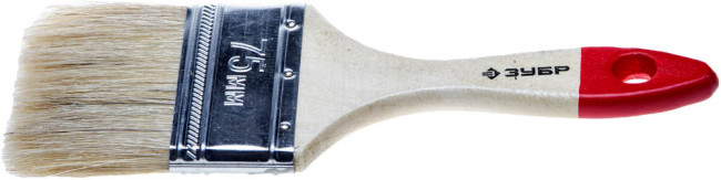 Кисть плоская ЗУБР "УНИВЕРСАЛ-СТАНДАРТ ", натуральная щетина, деревянная ручка, 75мм ,  ( 4-01001-075 )