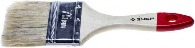 Кисть плоская ЗУБР "УНИВЕРСАЛ-СТАНДАРТ ", натуральная щетина, деревянная ручка, 75мм ,  ( 4-01001-075 )