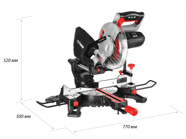 Пила торцовочная, ЗУБР ЗПТ-210-1600 ПЛ, d= 210 x 30 мм, 1600 Вт, 5000 об/мин, лазер, удлинители стола,  ( ЗПТ-210-1600 ПЛ )