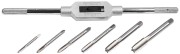 Набор ЗУБР "МАСТЕР" с металлореж. инструментом, метчики однопроходные М4-М12, метчикодержатель - на карточке, 7предметов,  ( 28126-H7 )
