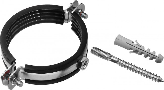 Хомут трубный с гайкой, оцинкованный, в комплекте с сантехнической шпилькой и дюбелем, 2 1/2", 1шт, ЗУБР,  ( 37866-75-80_z01 )