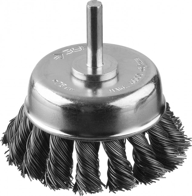 ЗУБР "ПРОФЕССИОНАЛ". Щетка чашечная для дрели, жгутированная стальная проволока 0,5мм, 75мм,  ( 35255-075_z02 )
