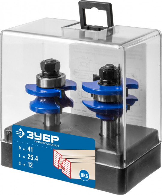 Набор фрез рамочных №2, D= 41мм, рабочая длина-25,4мм, хв.-12мм, d-22мм, ЗУБР Профессионал, ( 28772-41.3-H2 )