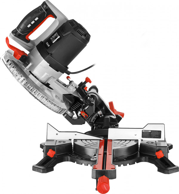 Пила торцовочная, ЗУБР ЗПТ-255-1800 ПЛ, d= 255 x 30 мм, 1800 Вт, 5000 об/мин, с протяжкой, лазер, удлинители стола,  ( ЗПТ-255-1800 ПЛ )