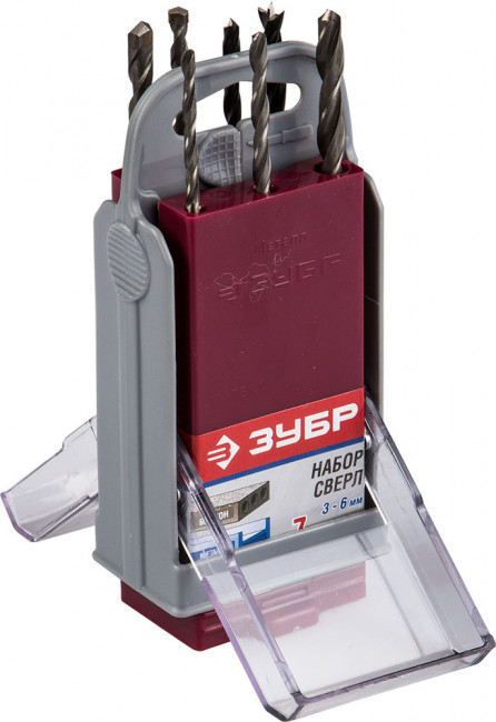 Набор сверл ЗУБР комбинированный: по бетону,металлу, дереву, 7шт в супер боксе,  ( 4-29704-H7-SB )