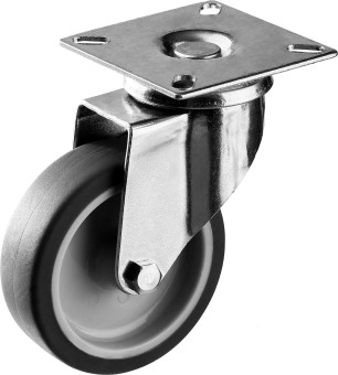 Колесо поворотное d=75 мм, г/п 60 кг, термопластич. резина/полипропилен, ЗУБР Профессионал,  ( 30946-75-S )