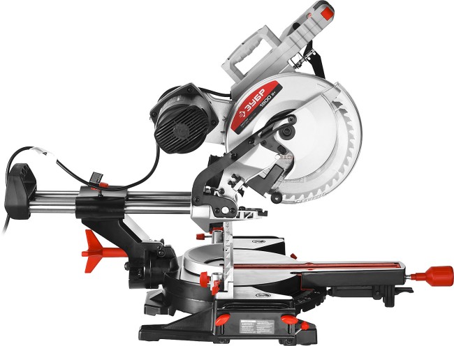 Пила торцовочная, ЗУБР ЗПТ-255-1800 ПЛР, d= 255 x 30 с протяжкой, ременная передача, 1800Вт, лазер, удлинители стола,  ( ЗПТ-255-1800 ПЛР )
