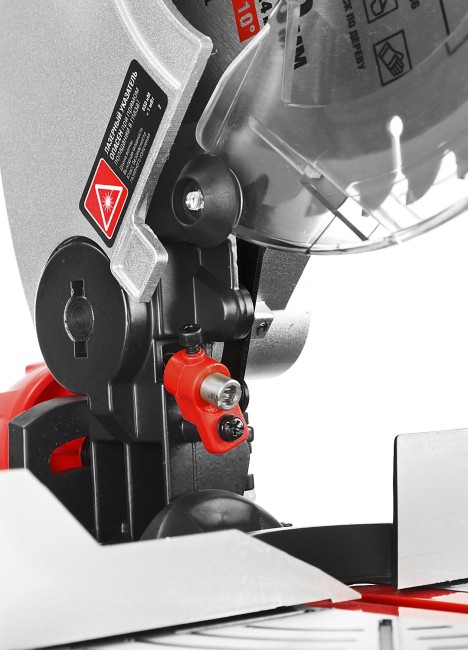 Пила торцовочная, ЗУБР ЗПТ-255-1800 ПЛР, d= 255 x 30 с протяжкой, ременная передача, 1800Вт, лазер, удлинители стола,  ( ЗПТ-255-1800 ПЛР )