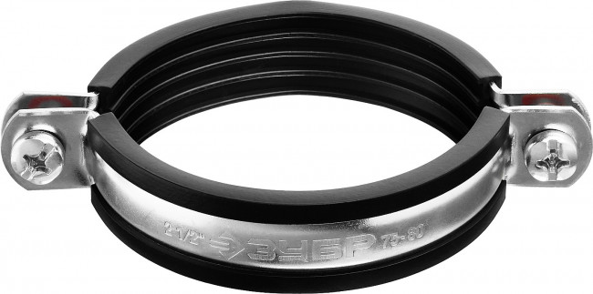 Хомут трубный с гайкой, 2 1/2", 6шт, оцинкованный, ЗУБР,  ( 37850-75-80 )