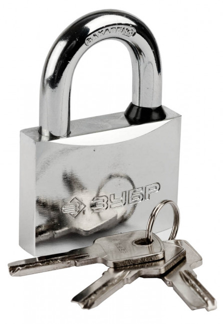 Замок ЗУБР "ЭКСПЕРТ" навесной, стальной корпус, классическая форма, закаленная дужка, 60мм,  ( 37227-60 )
