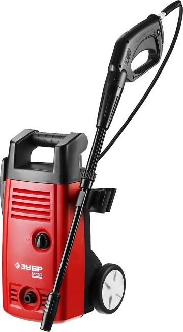 Мойка высокого давления (минимойка) электр, ЗУБР АВД-110,макс. 110Атм,300л/ч,1400Вт,колеса,бачок для средства,АКВА-СТОП,5м шланг,пистолет 375,  ( АВД-110 )