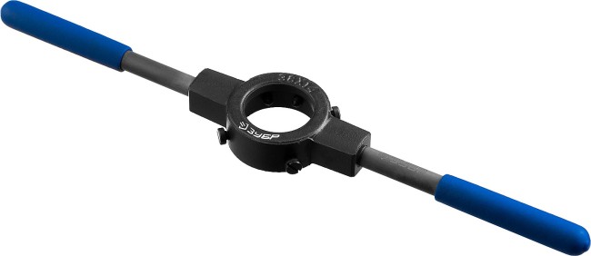 Плашкодержатель ЗУБР "ПРОФЕССИОНАЛ" со стопорными винтами, сталь 45, посадочный диаметр - 38 мм, высота -11 мм, общая длина - 315 мм,  ( 28150-38 )