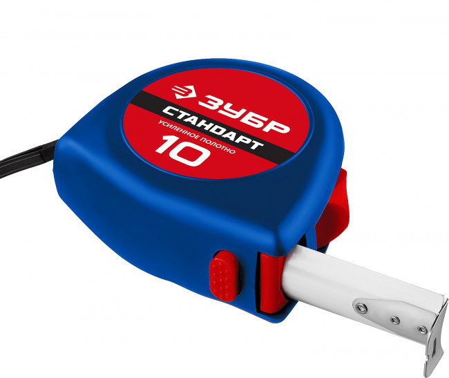 ЗУБР СТАНДАРТ 10м / 25мм рулетка с ударостойким корпусом (ABS) и противоскользящим покрытием, ( 34016-10 ) ЗУБР СТАНДАРТ 10м / 25мм рулетка с ударостойким корпусом (ABS) и противоскользящим покрытием, ( 34016-10 )