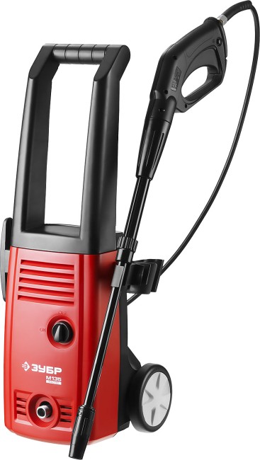 Мойка высокого давления (минимойка) электр, ЗУБР АВД-135,макс. 135Атм,300л/ч,1600Вт,колеса,бачок для средства,АКВА-СТОП,5м шланг,пистолет 375,  ( АВД-135 )