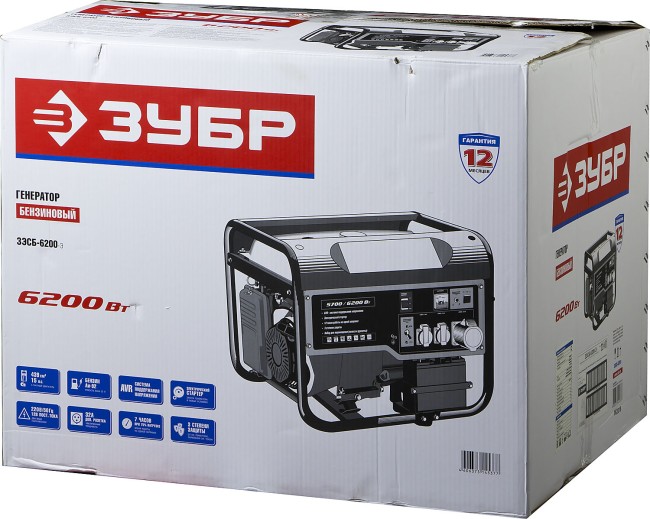 Бензиновый генератор с электростартером, 6200 Вт, ЗУБР,  ( ЗЭСБ-6200-Э )