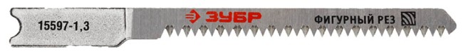 Полотна ЗУБР "ЭКСПЕРТ", U101AO, для эл/лобзика, Cr-V, по дереву, фигурный рез, US-хвостовик, шаг 1,3мм, 50мм, 3шт,  ( 15597-1.3 )