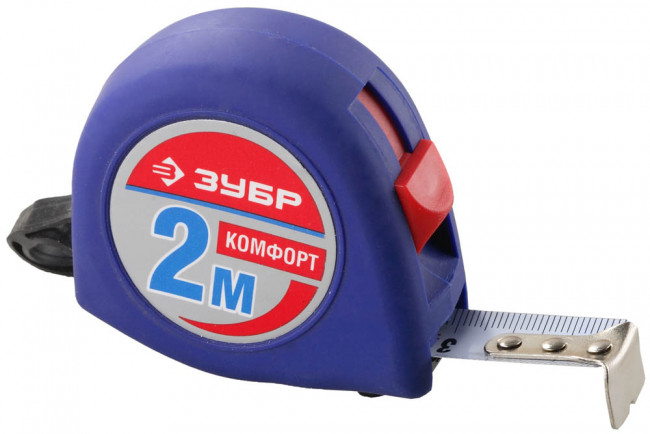 ЗУБР СТАНДАРТ 2м / 16мм рулетка с ударостойким корпусом (ABS) и противоскользящим покрытием,  ( 34016-2 )