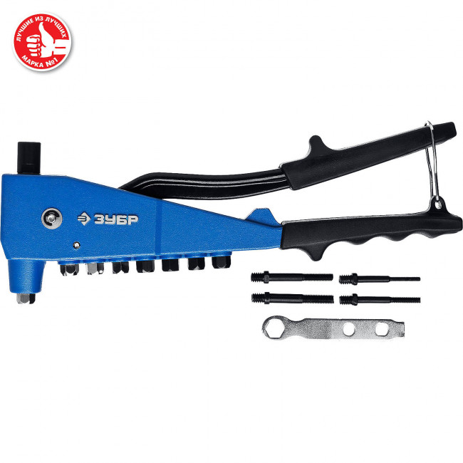 Заклепочник ЗУБР "К-М6" 31196, для резьбовых М3-М6, для вытяжных 2.4-4.8 мм - алюминий, сталь; 2.4-4.0 мм - нерж. сталь, Профессионал ( 31196_z01 )