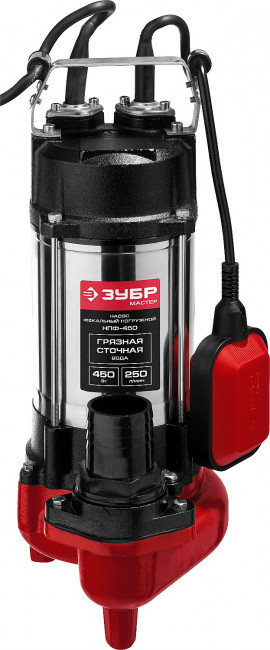 Насос фекальный погружной, ЗУБР НПФ-450, 450 Вт, пропускная способность 250 л/мин, напор 12 м, чугунный корпус, провод 5 м,  ( НПФ-450 )