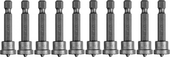 Бита ЗУБР "МАСТЕР" Phillips, с ограничителем, 50 мм, тип хвостовика E 1/4", Cr-V, 10 шт в слайде,  ( 26002-2-50-10 )